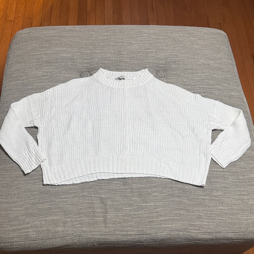 Vince White Cropped Knit Sweater